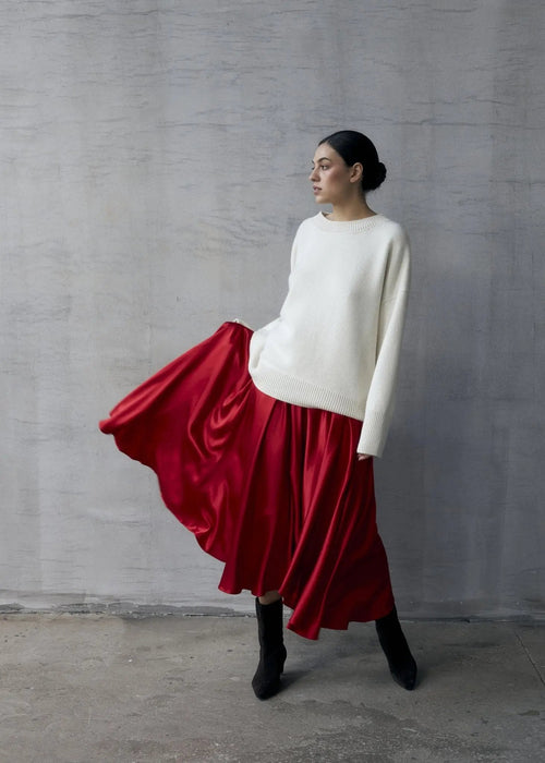 Silk Blend Skirt in Red NiSO