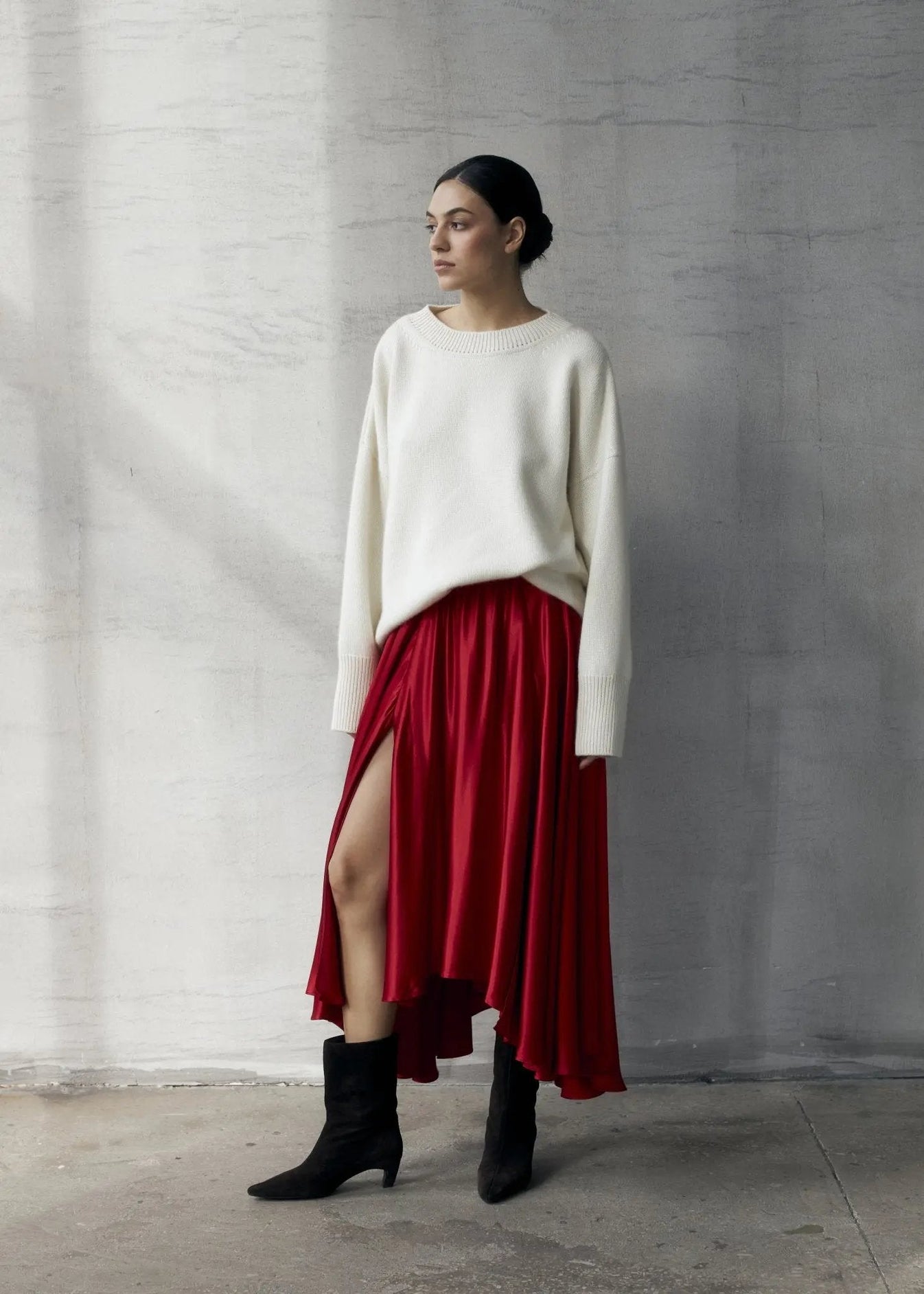 Silk Blend Skirt in Red NiSO