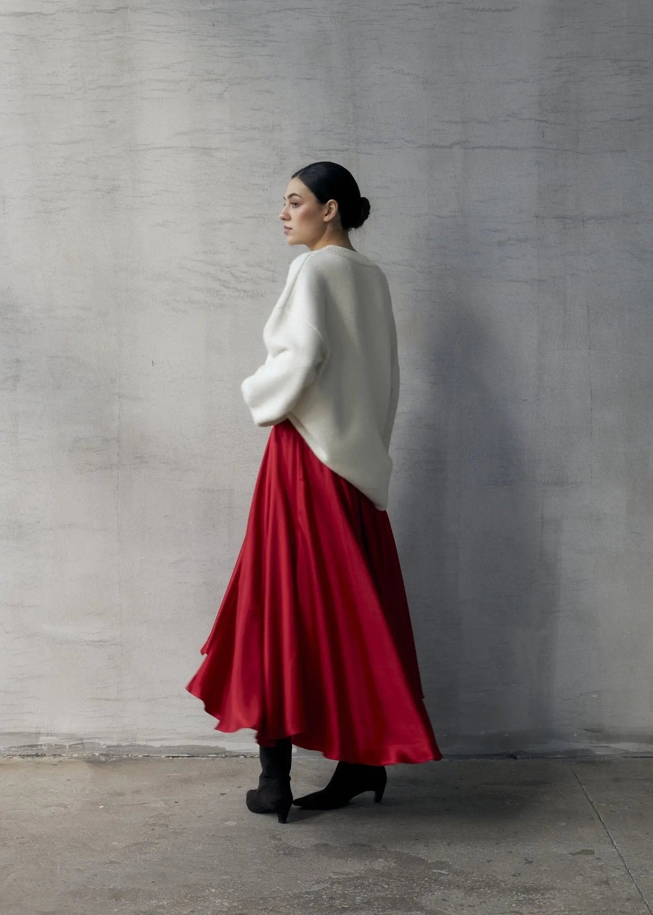 Silk Blend Skirt in Red NiSO