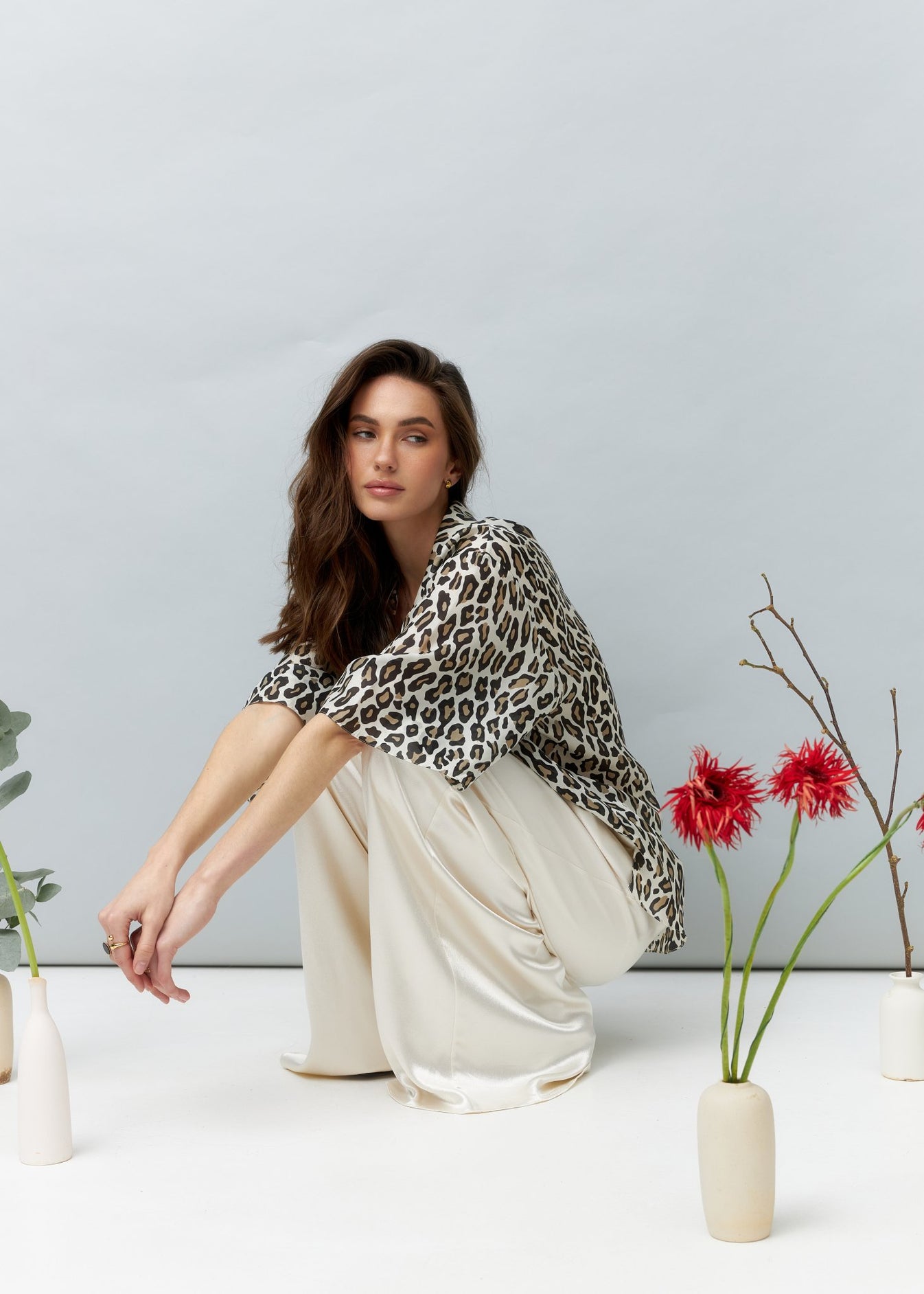 Leopard Premium Silk Blouse - silk blouse
