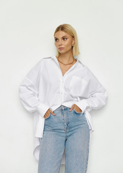Classic Natural Cotton Shirt in White - NiSO