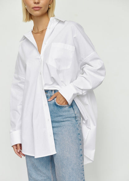 Classic Natural Cotton Shirt in White - NiSO