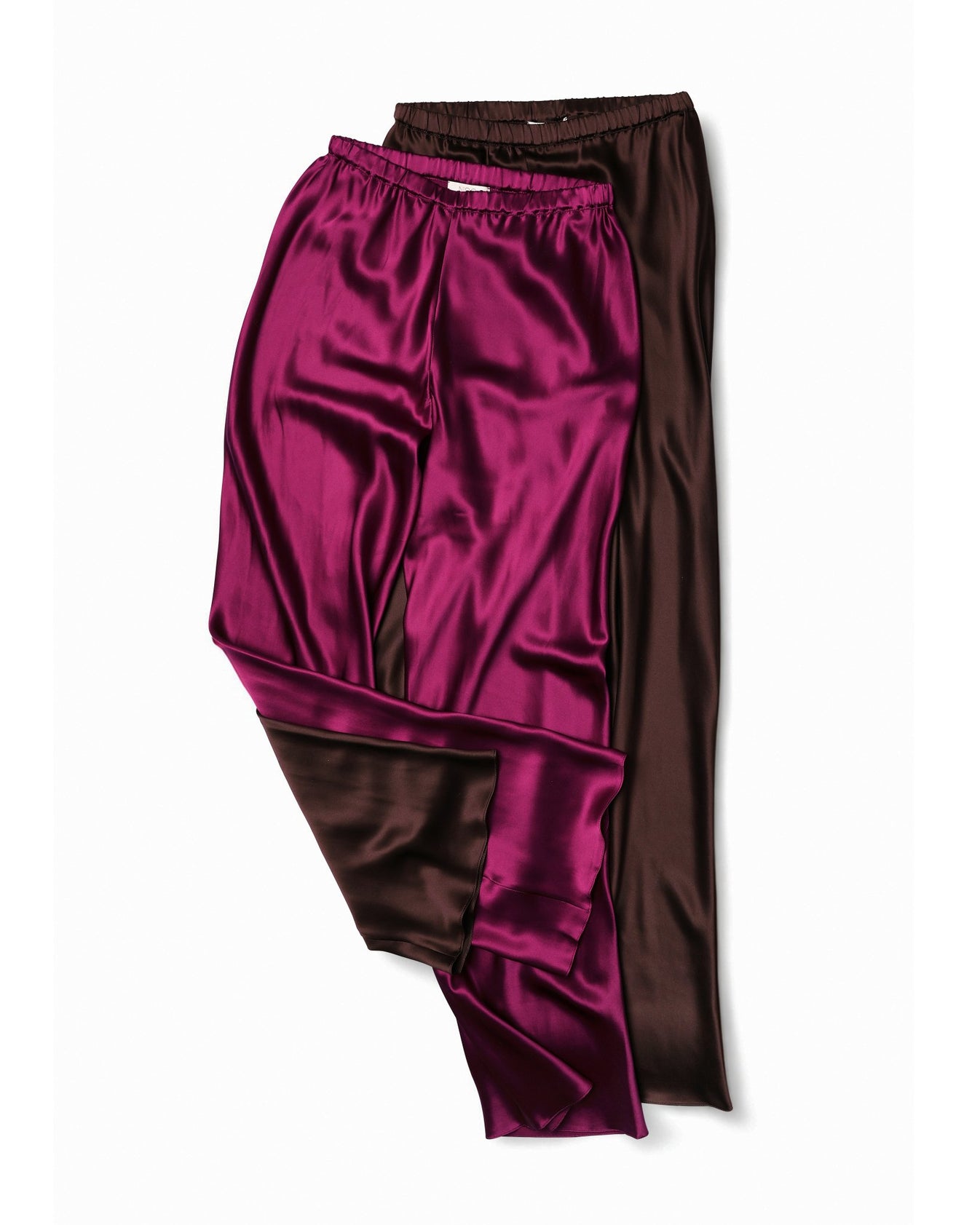 Silk Trousers in Burgundy - NiSO - Silk Trousers