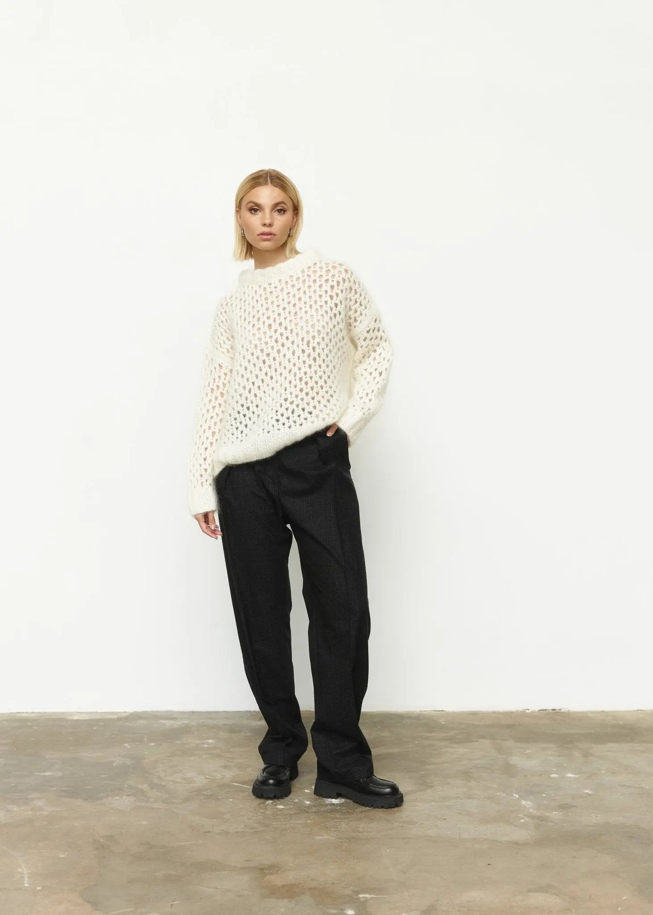 ZLATA Kid Mohair Handcrafted Sweater in White NiSO