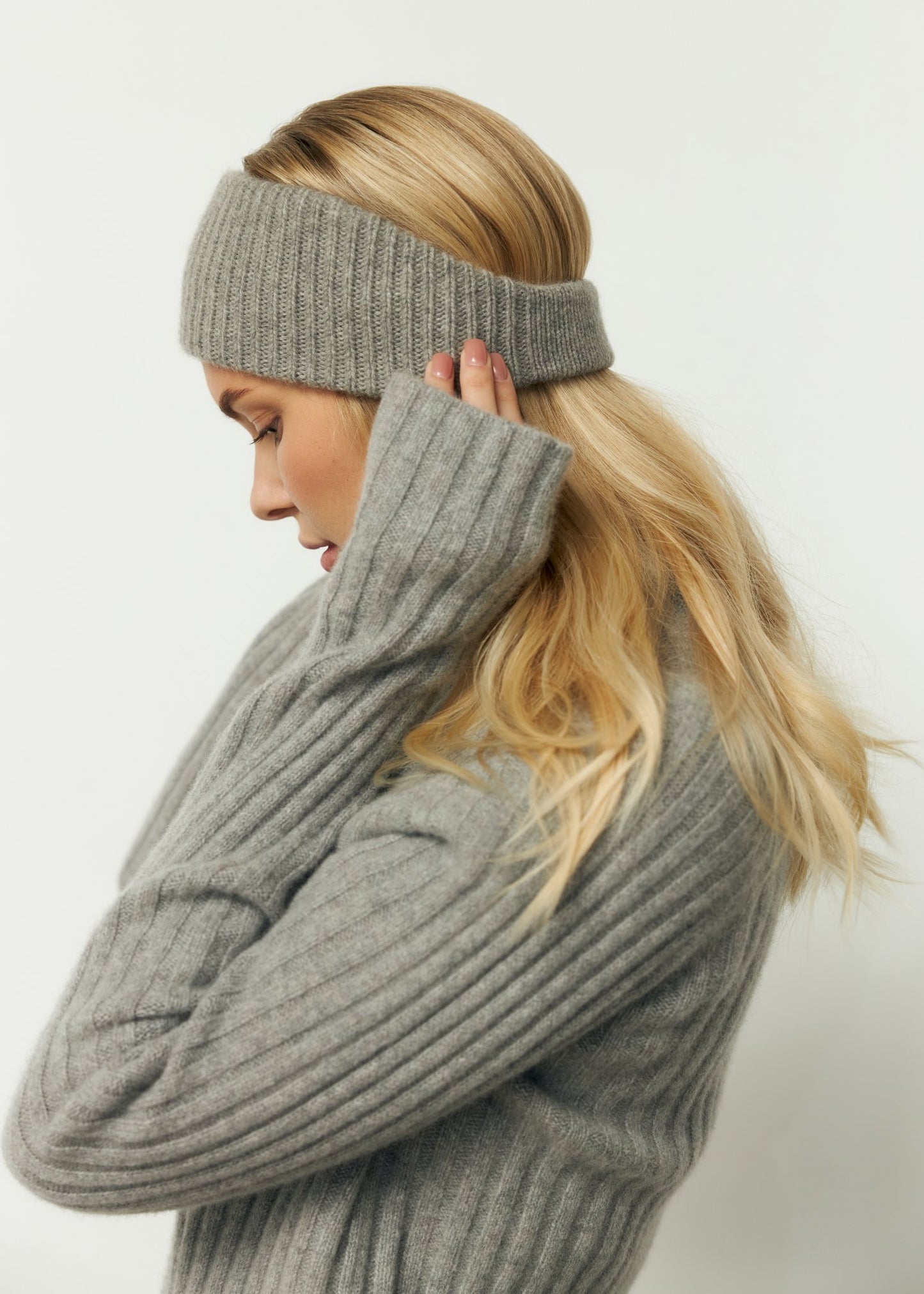 Cashmere Headband in Gray