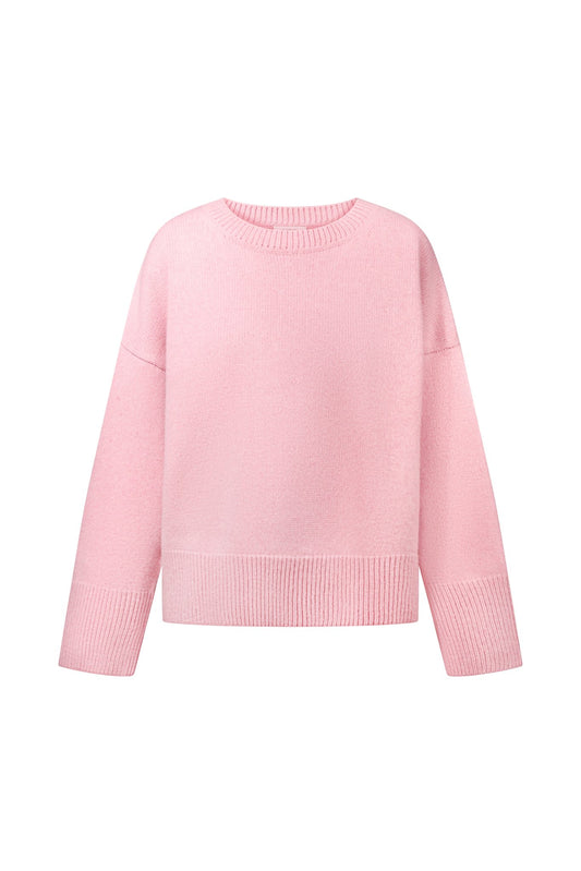 ZORIANA Crew-Neck Cashmere Sweater in Pink NiSO