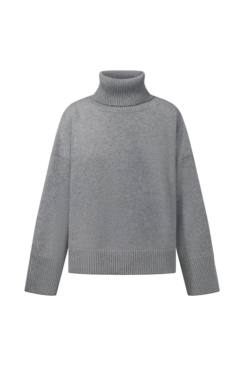 ZORIANA Turtle-Neck Cashmere Sweater in Gray NiSO
