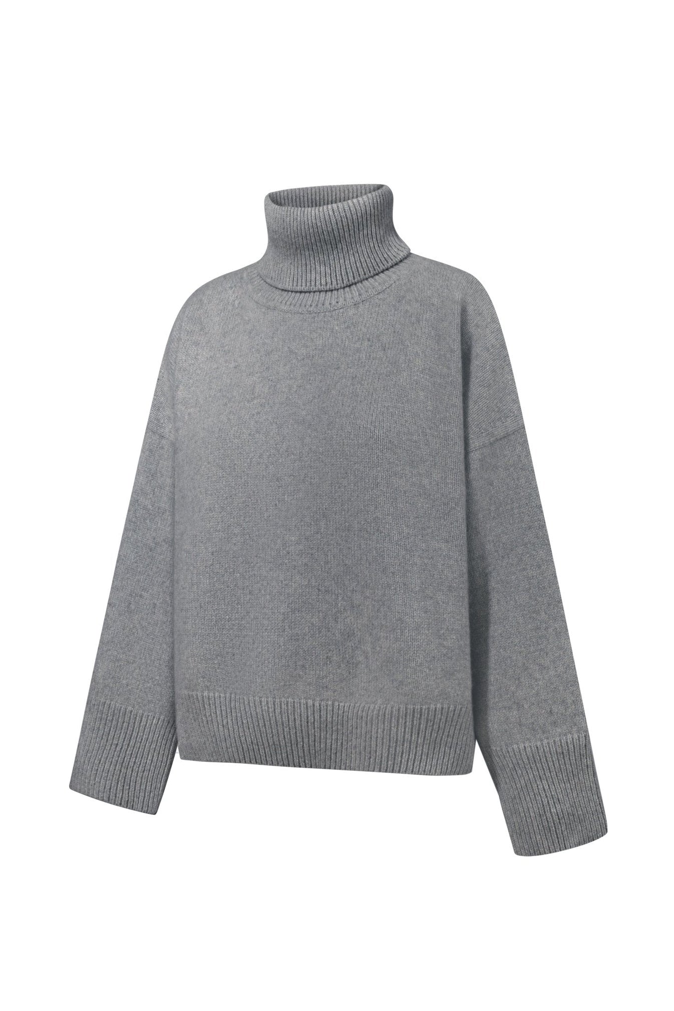 ZORIANA Turtle-Neck Cashmere Sweater in Gray NiSO