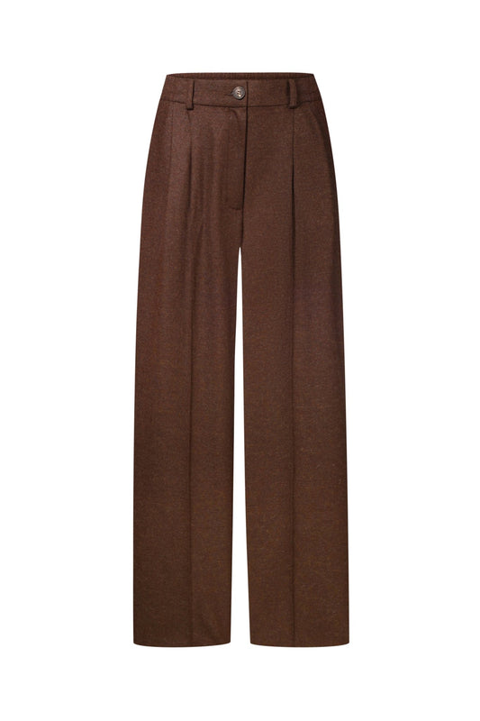 Wool Palazzo Trousers in Dark Brown NiSO
