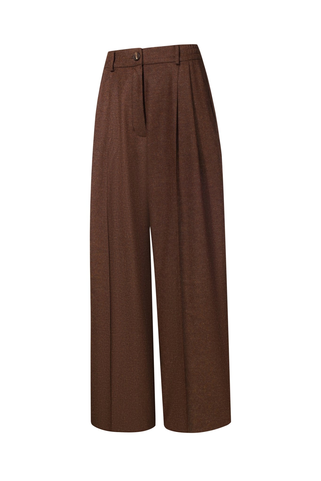 Wool Palazzo Trousers in Dark Brown NiSO