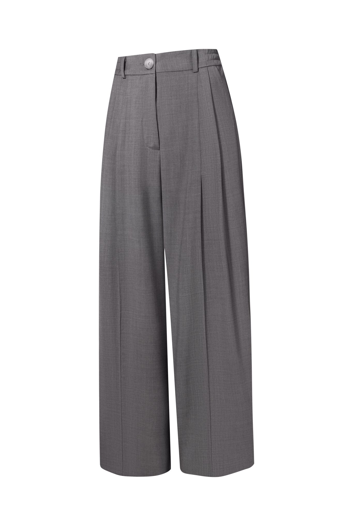 Wool Palazzo Trousers in Gray NiSO