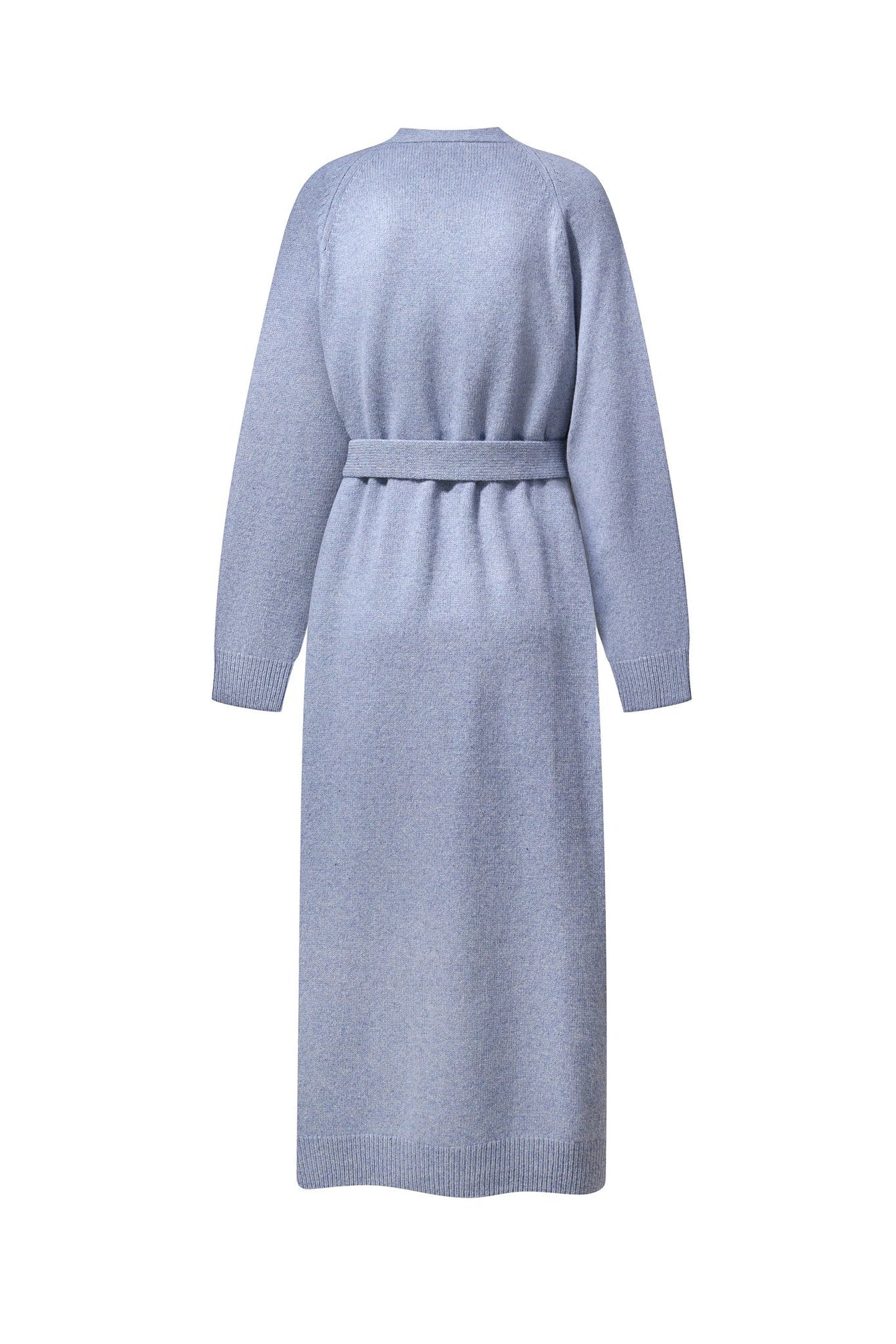 Long Cashmere Cardigan with Belt in Jeans Blue NiSO