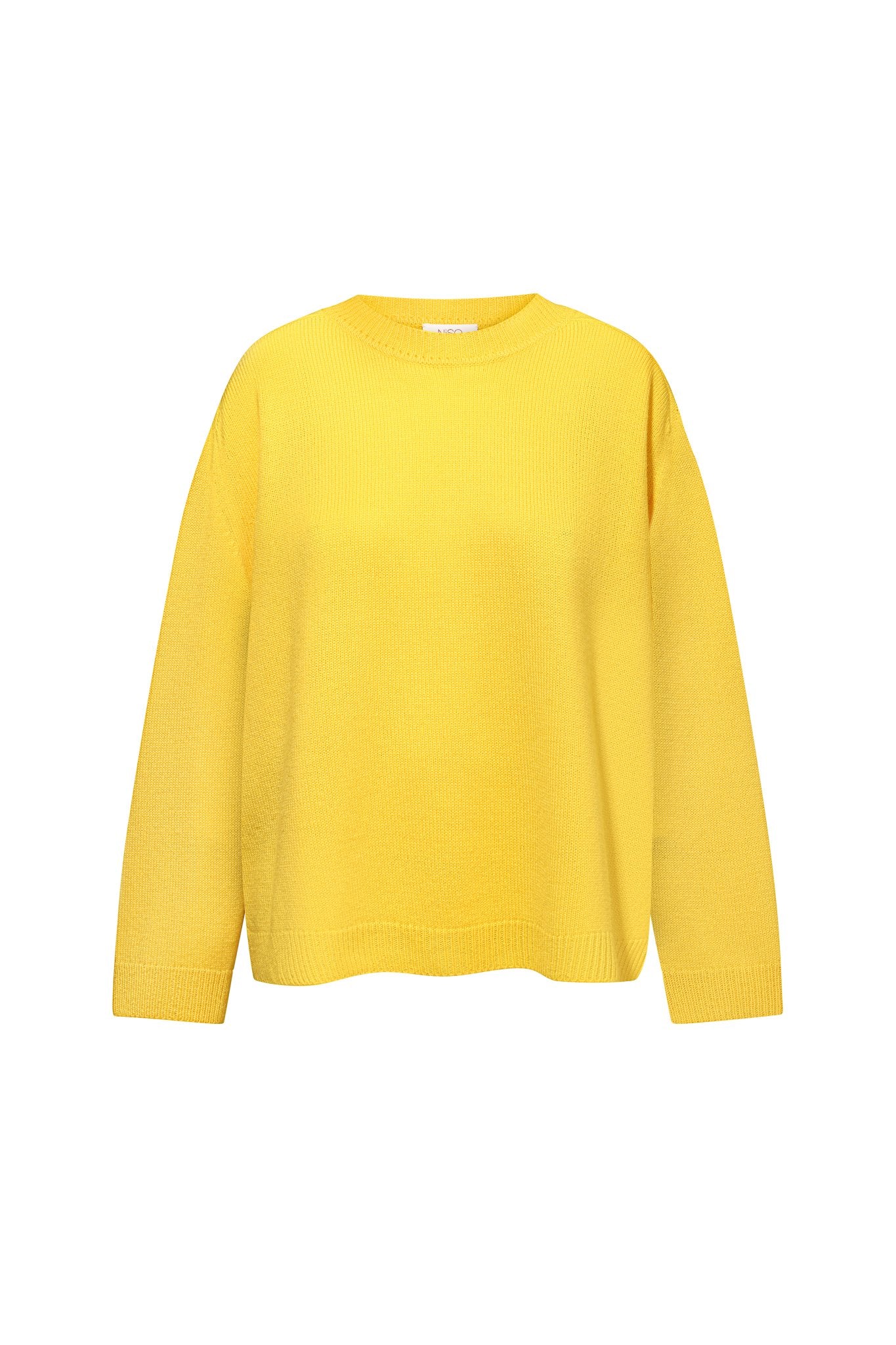 DZVINKA Crew-Neck Cashmere Sweater in Lemon Yellow