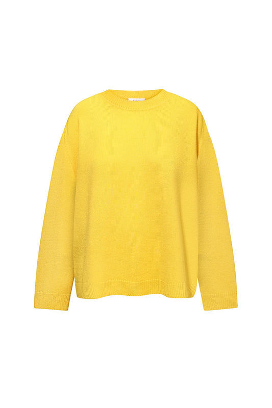 DZVINKA Crew-Neck Cashmere Sweater in Lemon Yellow