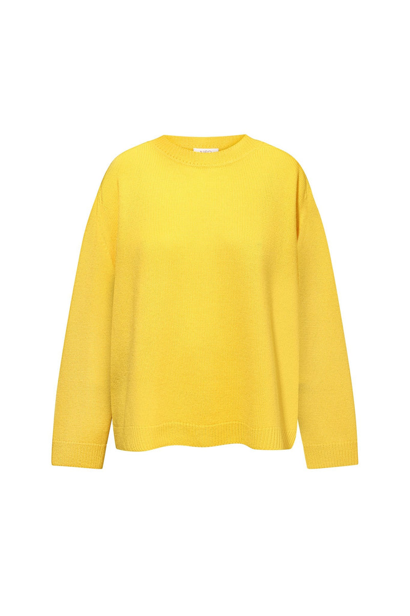 DZVINKA Crew-Neck Cashmere Sweater in Lemon Yellow NiSO