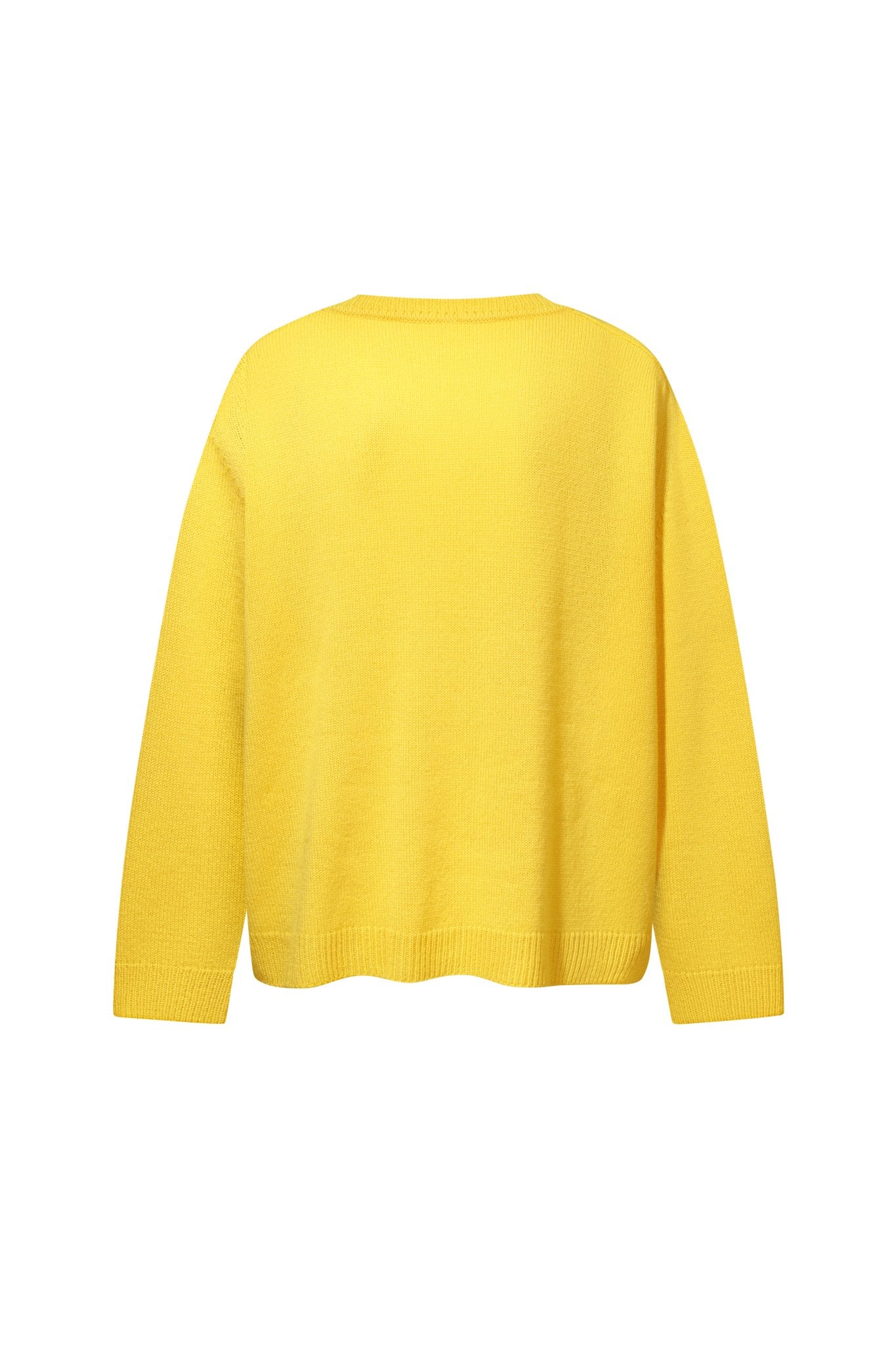 DZVINKA Crew-Neck Cashmere Sweater in Lemon Yellow