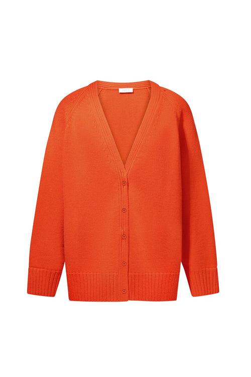 Cashmere Midi Cardigan with Buttons in Orange