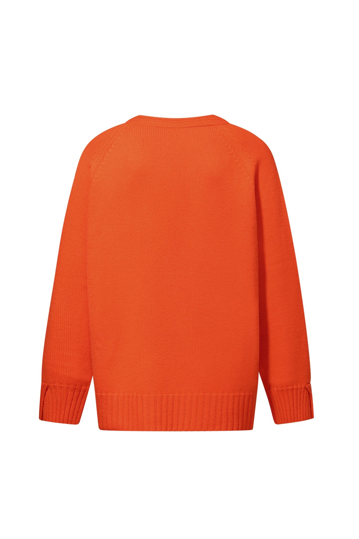 Cashmere Midi Cardigan with Buttons in Orange