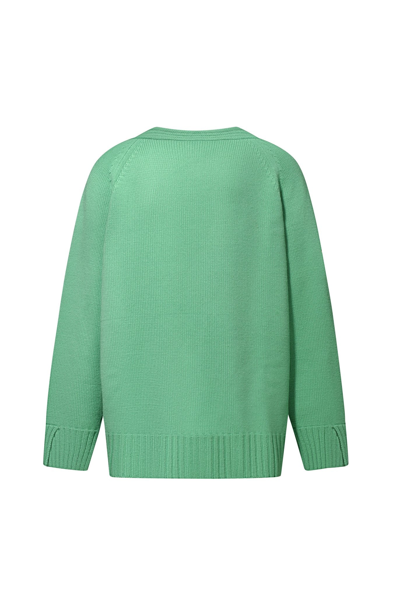 Cashmere Midi Cardigan with Buttons in Green