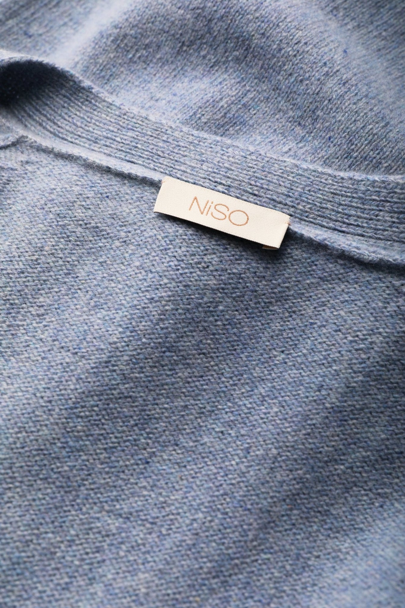 Long Cashmere Cardigan with Belt in Jeans Blue NiSO