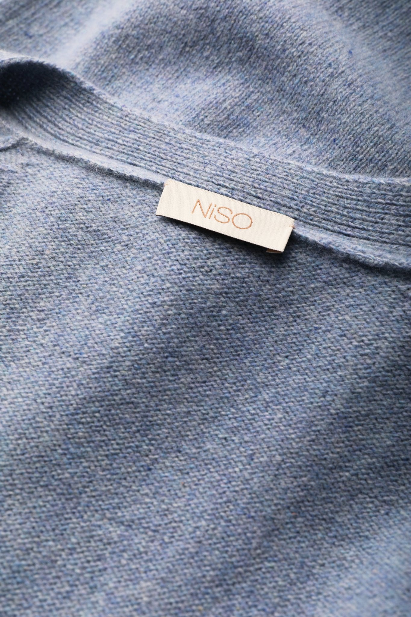 Long Cashmere Cardigan with Belt in Jeans Blue