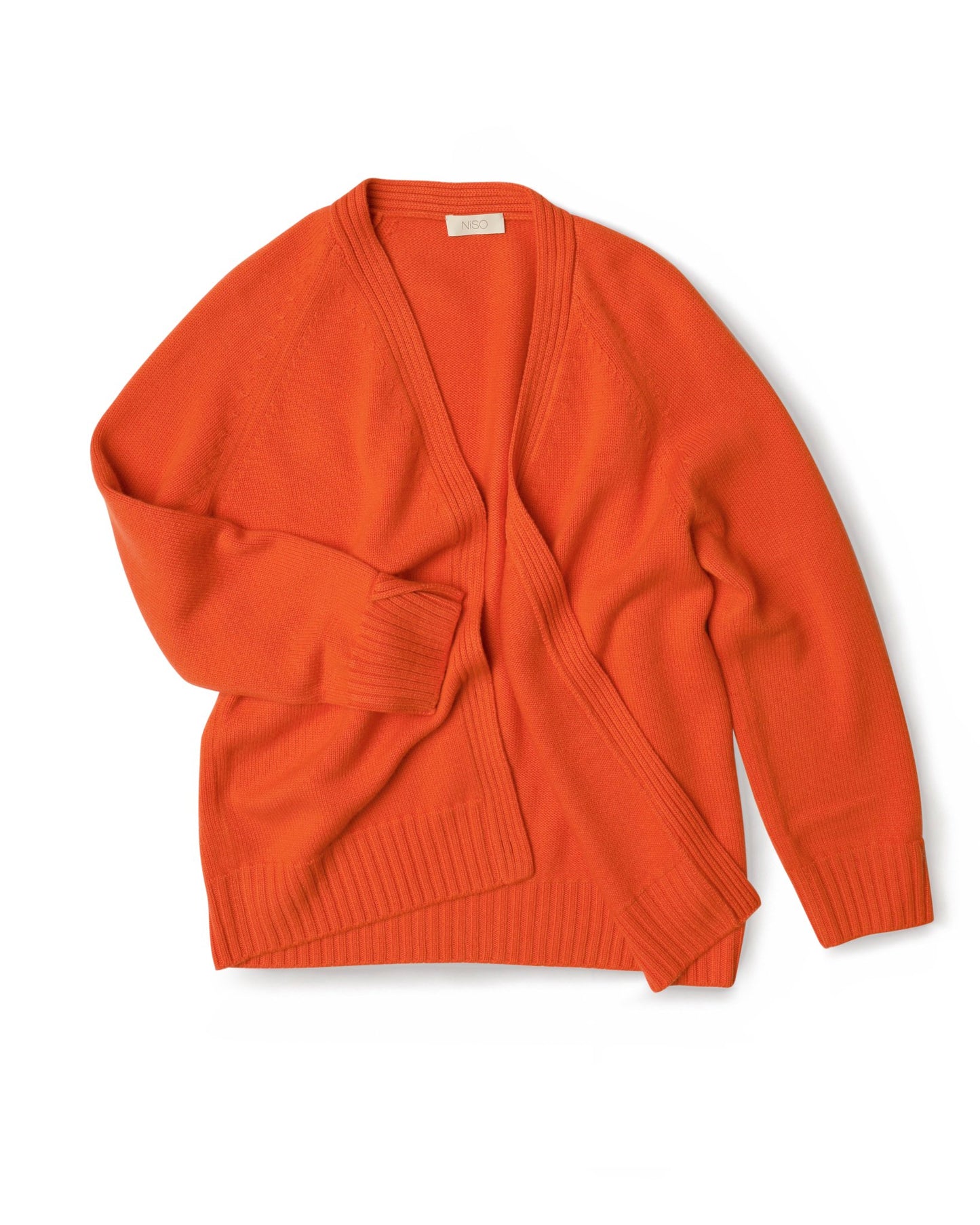 Cashmere Midi Cardigan with Buttons in Orange