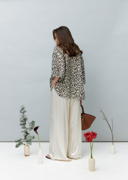 Leopard 100% Premium Silk Blouse - NiSO