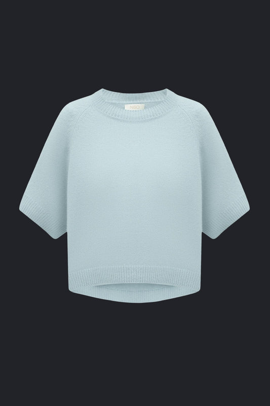 Lightweight Cashmere T-Shirt in Light Blue - NiSO