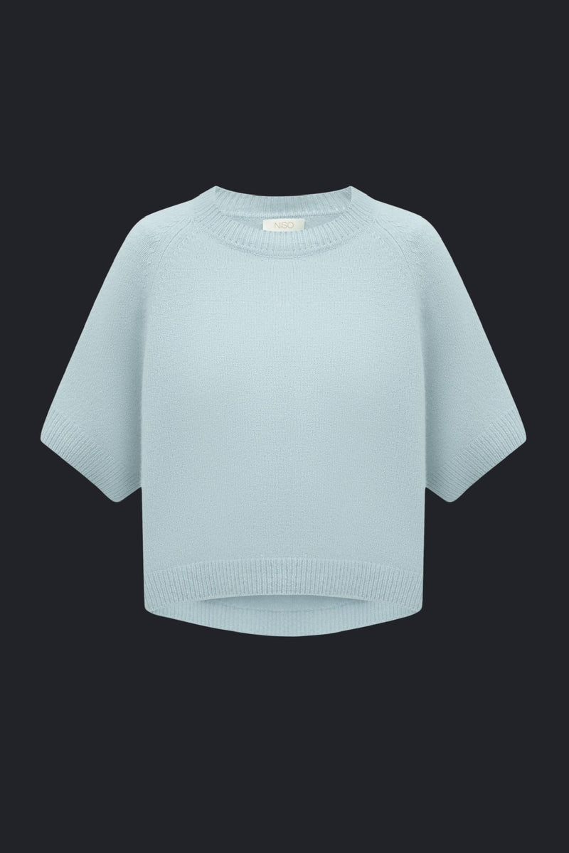 Lightweight Cashmere T-Shirt in Light Blue - NiSO