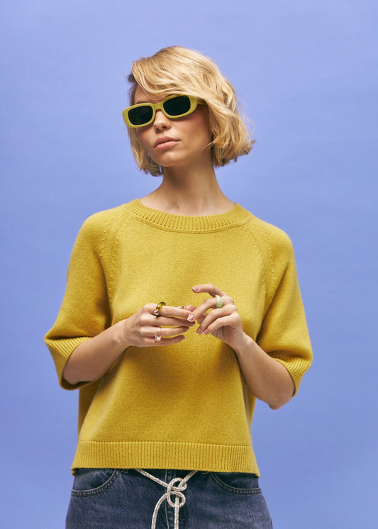 Lightweight Cashmere T-Shirt in Yellow