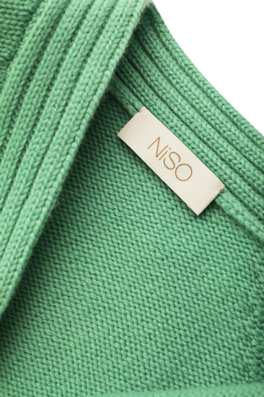 Cashmere Midi Cardigan with Buttons in Green NiSO