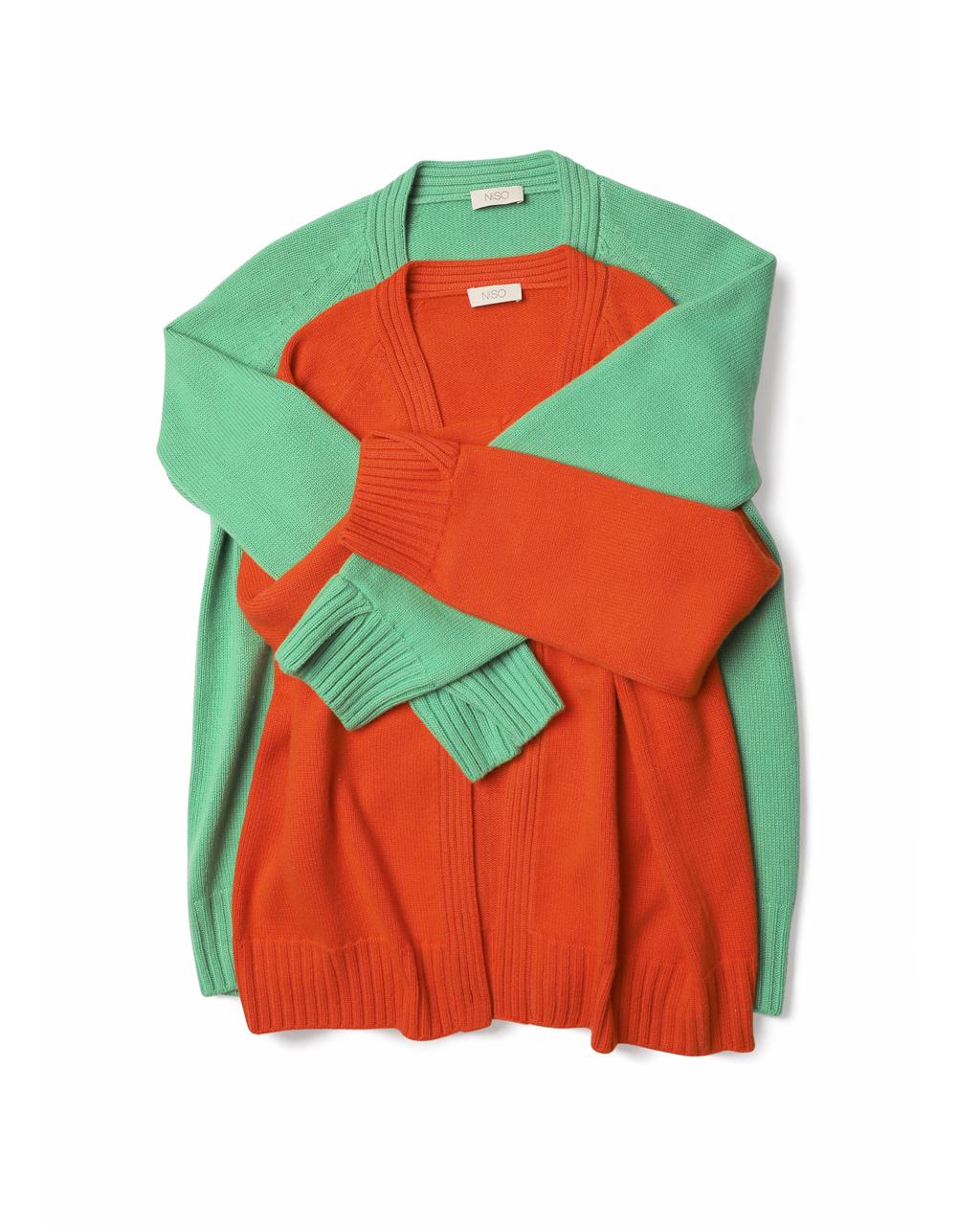 Cashmere Midi Cardigan with Buttons in Green