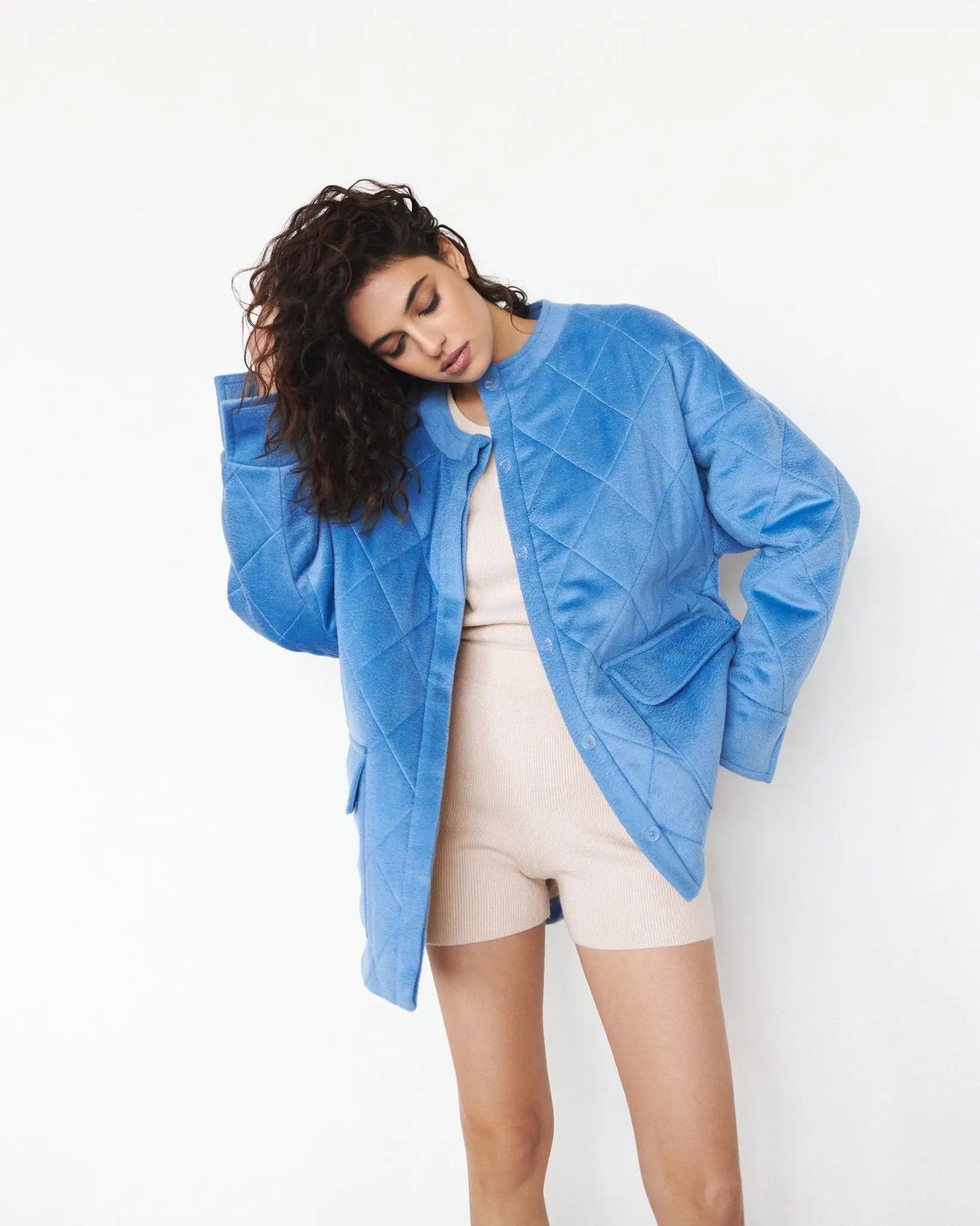 Cashmere-Wool Jacket with Hemp Filling in Blue - NiSO