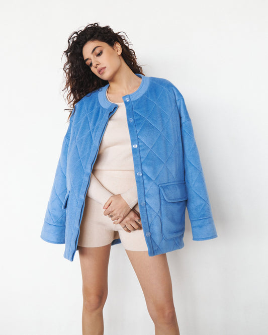 Cashmere-Wool Jacket with Hemp Filling in Blue