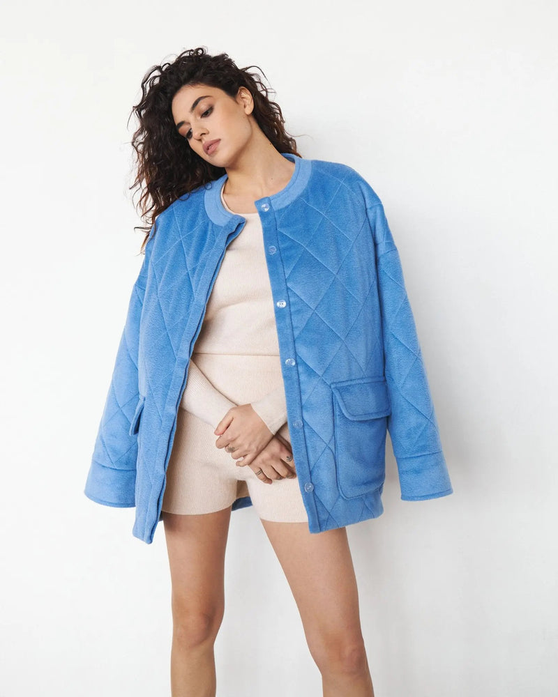 Cashmere-Wool Jacket with Hemp Filling in Blue - NiSO
