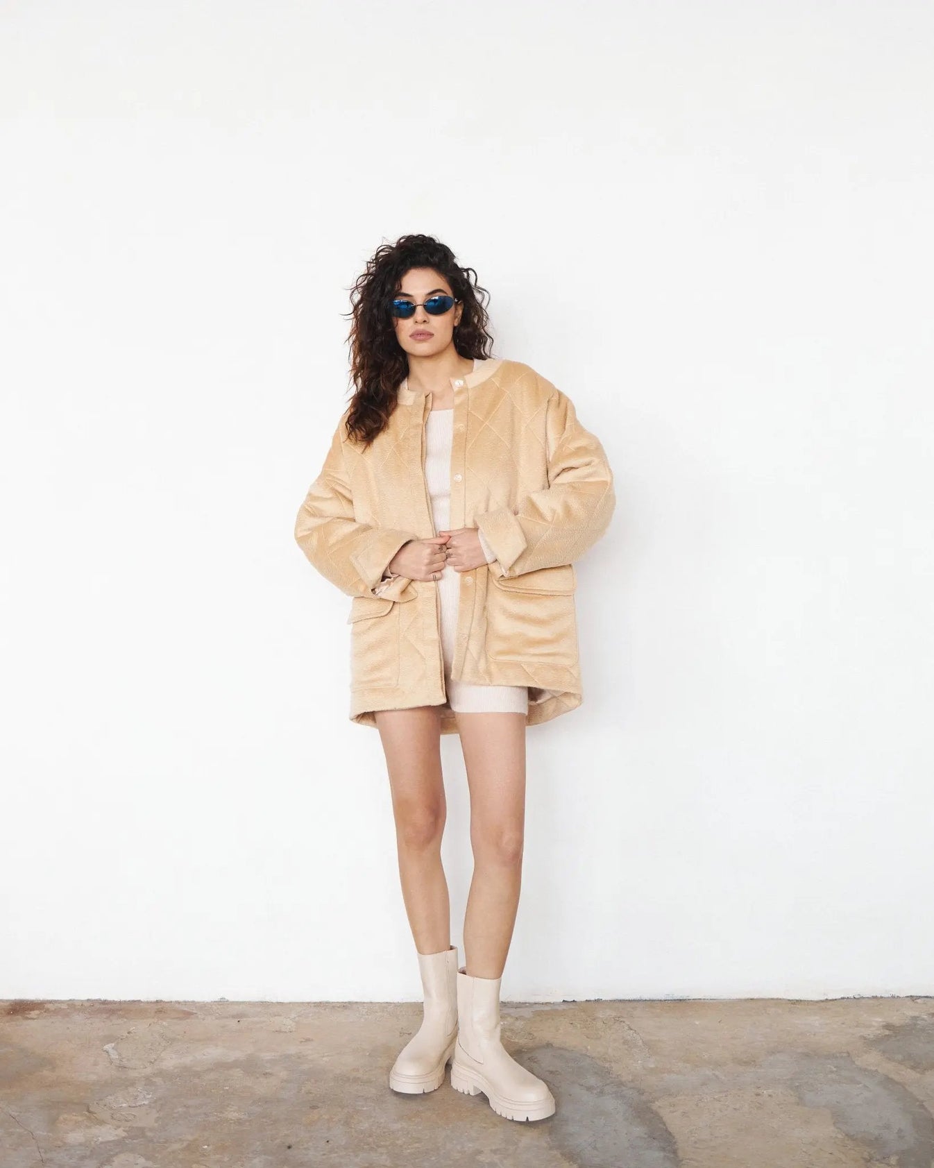 Cashmere-Wool Jacket with Hemp Filling in Beige - NiSO