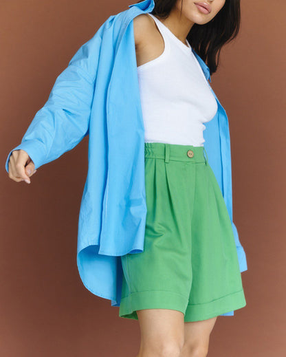 Silk Bermuda Shorts in Green - NiSO