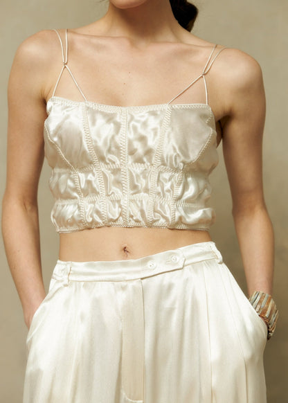 Silk Blend Midi Top in Champagne - NiSO
