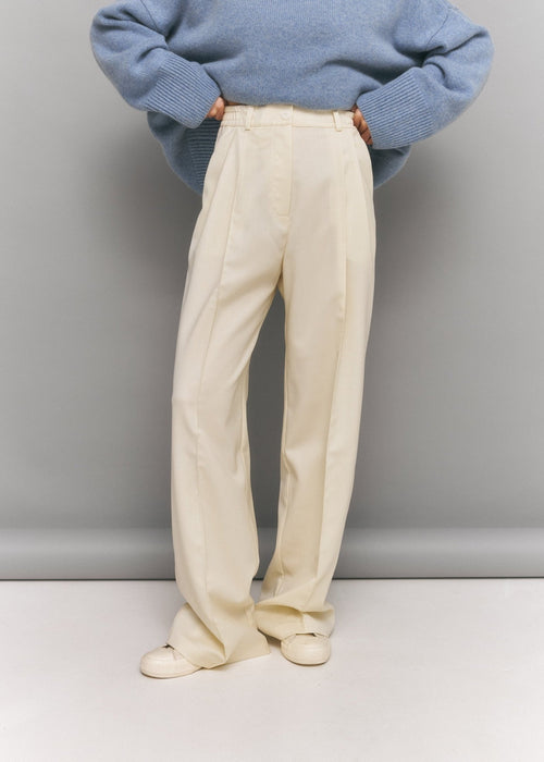 Silk Blend Trousers in Ivory - NiSO