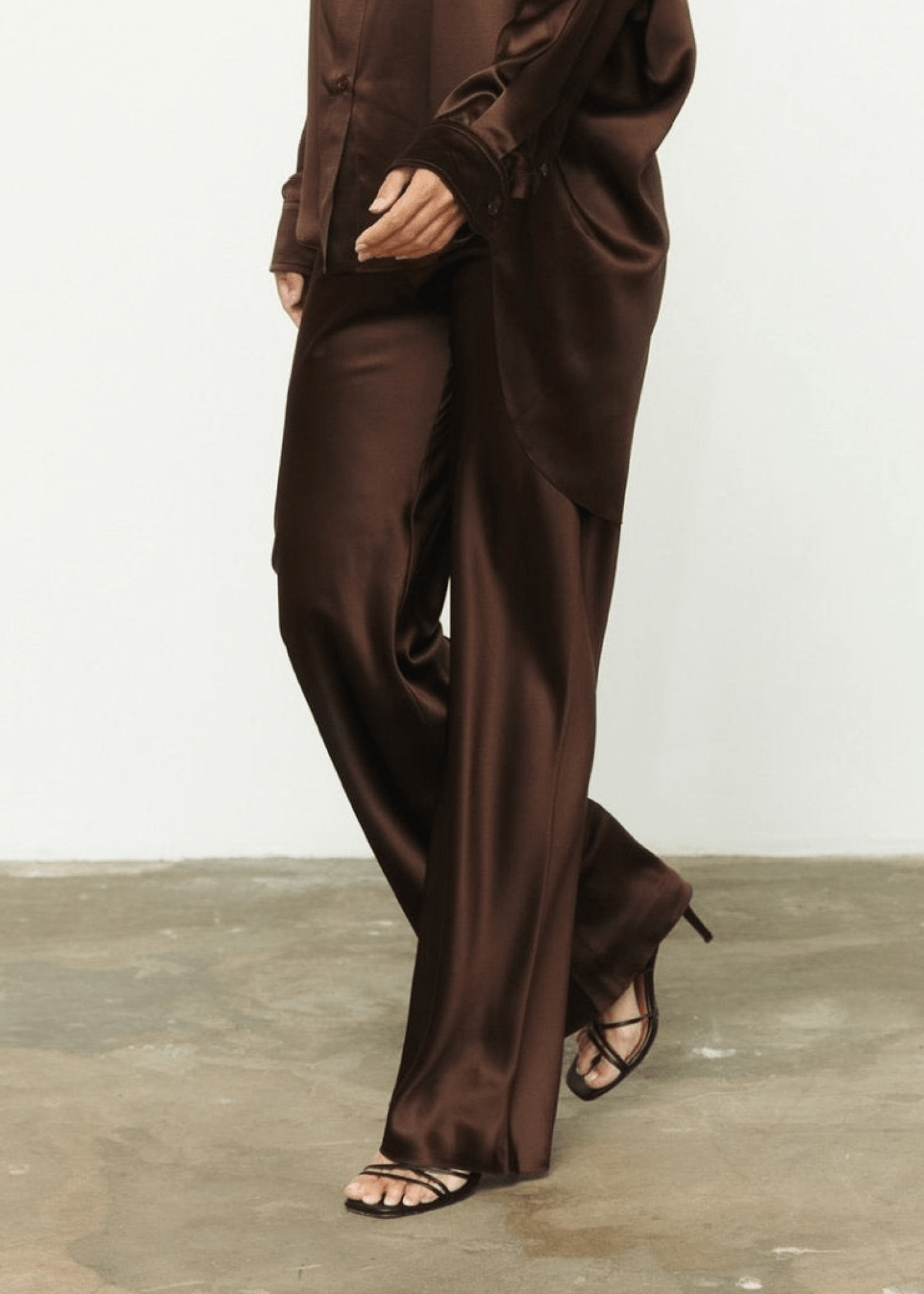 Pure Silk Trousers in Brown NiSO