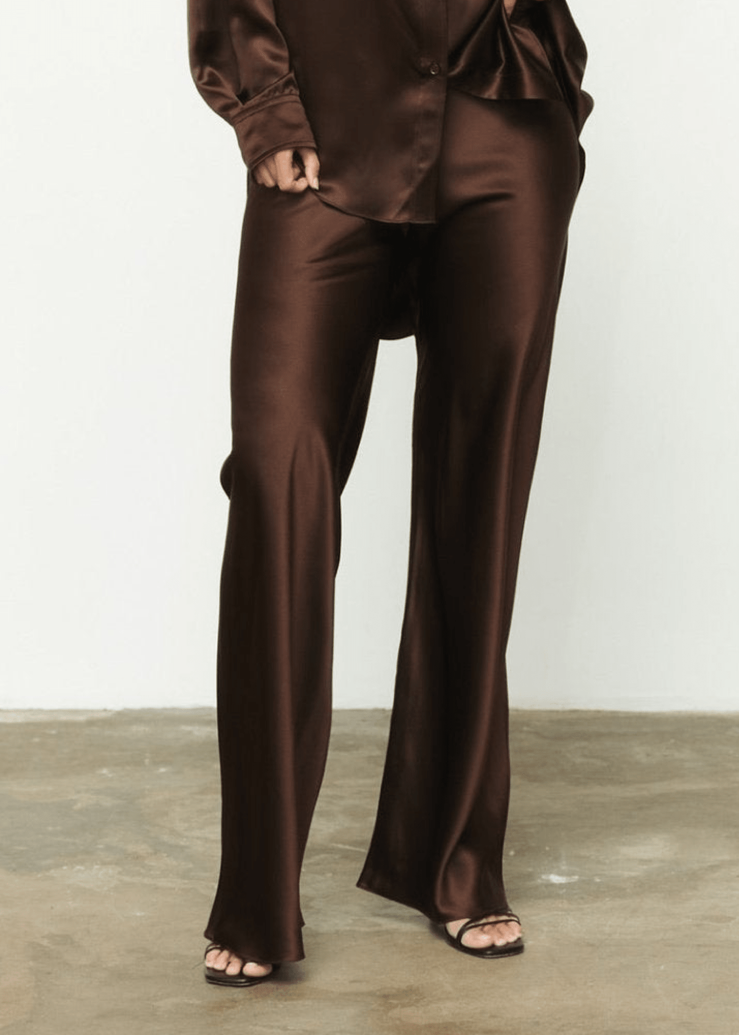 Pure Silk Trousers in Brown NiSO