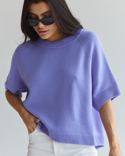 Lightweight Cashmere T-Shirt in Lavender - NiSO