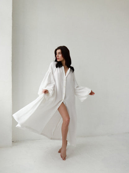 Universal Midi Muslin Dress "Olenka" in White - NiSO