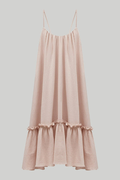 Universal Midi Muslin Summer Dress in Powder - NiSO
