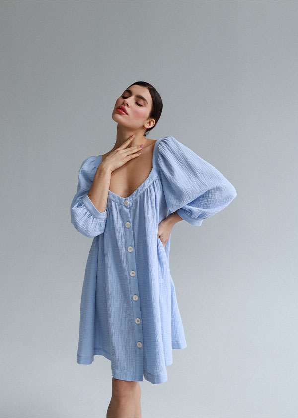 Dress muslin “Solia” – blue