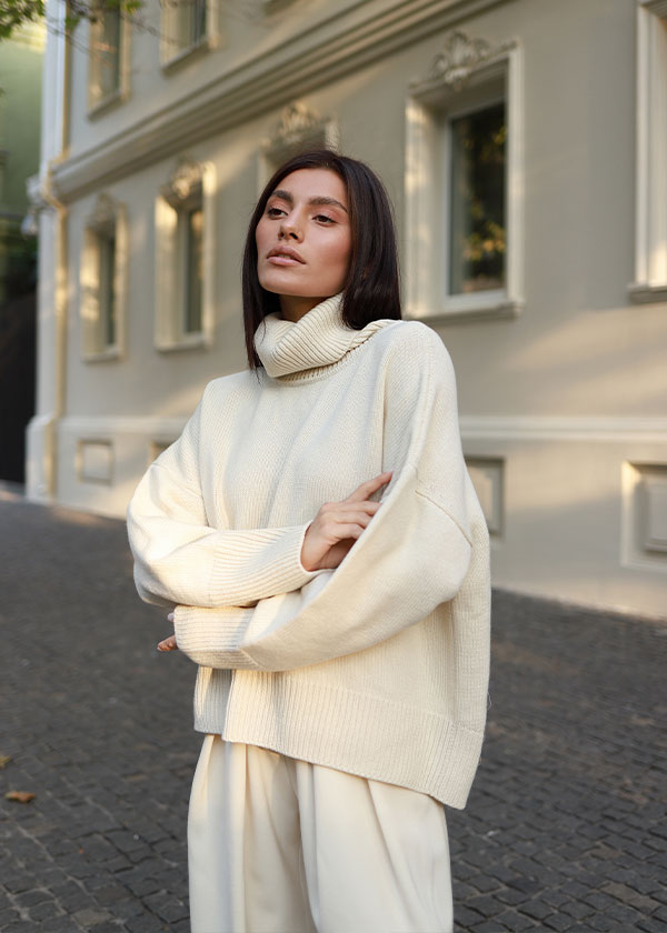 Sweater 100% Cashmere Oversized Turtleneck